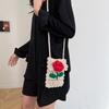 Girl Zipper Flower Straw Bag Cute Photo Props Handmade Woven Kid Messenger Bags Storage Basket Coin Purse Crossbody Handbag