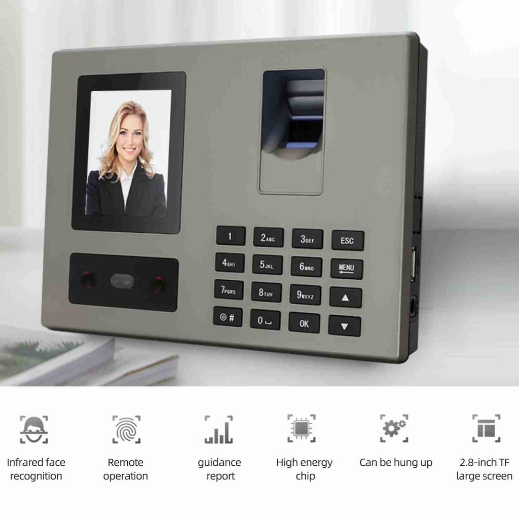 NaIntelligent Face Biometric Fingerprint Password Employee Attendance NaMachine Checking-in Recorder 2.8 inch   Screen Infrared Dual-Camera Fast to 