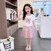 Girls' Summer JK Uniform Plaid Pleated Skirt Set - Sweet & Stylish Two-Piece