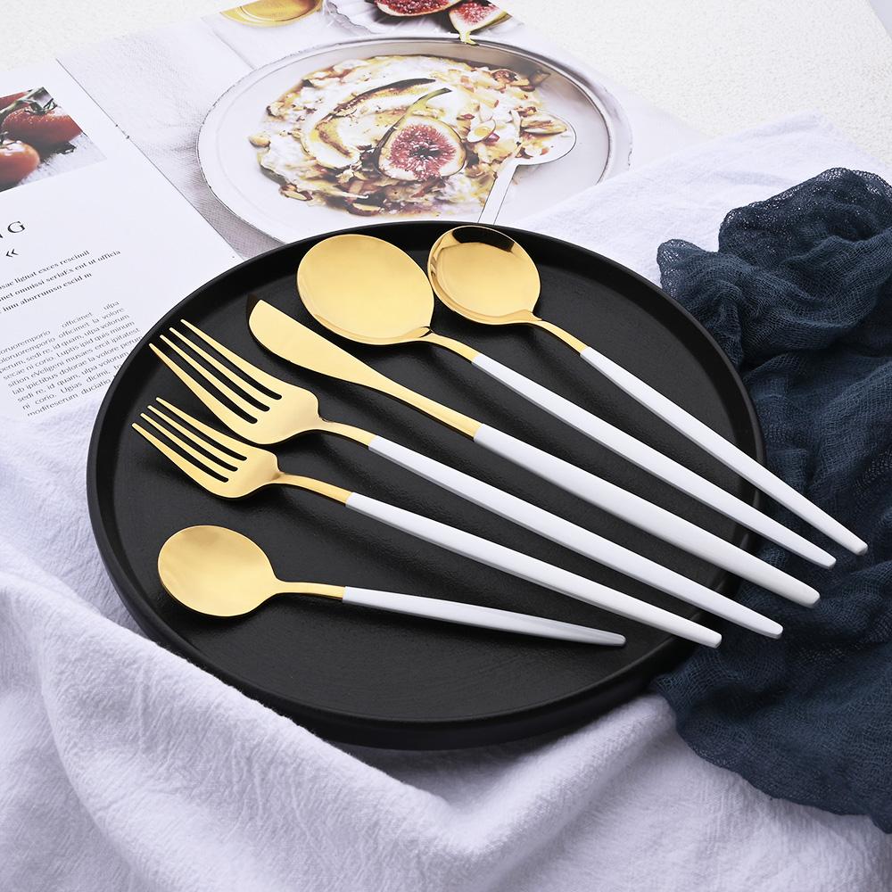 6Pcs Western Purple Dinnerware Cutlery Set Silverware Set Stainless Steel Flatware Knife Dessert Fork Tea Spoon Tableware Set