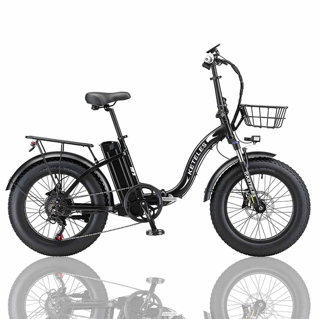 Keteles KF9 Folding Electric Bike, 1000W Motor, 48V 35Ah Battery, 20*4.0'' Fat Tires, Hydraulic brake, Yolin Color Display, 7 Speed