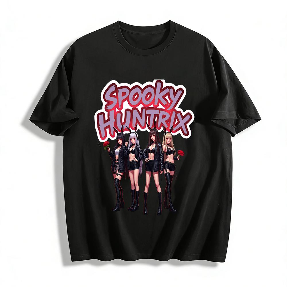 

Spooky Huntrix Dark Bunny Girl Print Top Gothic Style Cool Streetwear Casual T-Shirt Pure cotton T-shirt XXS