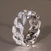 Huitan Statement Chain Linked Design Women Finger Rings Full Dazzling Cubic Zirconia Modern Fashionable Luxury Female Jewelry