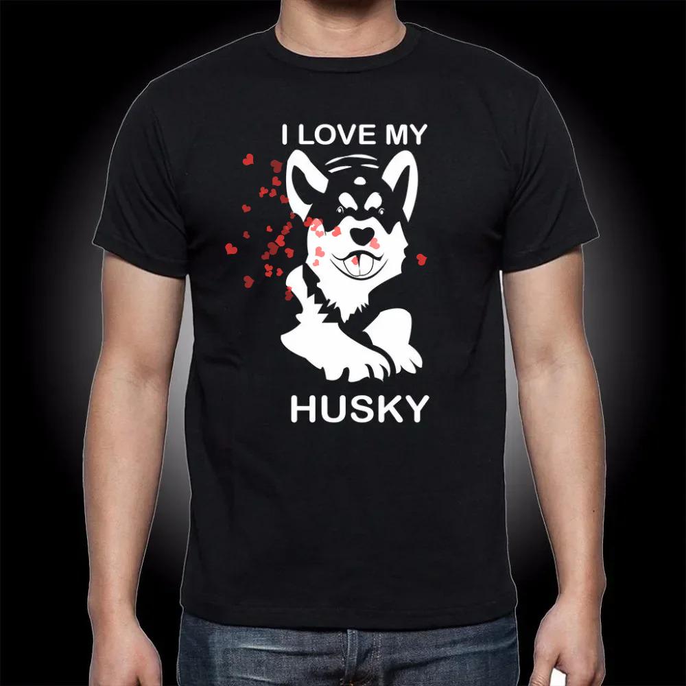 I Love My Siberian Husky Cute Puppy Dog Lovers Gift TShirt 100 Cotton ONeck Short Sleeve Casual Mens Tshirt Size S3XL