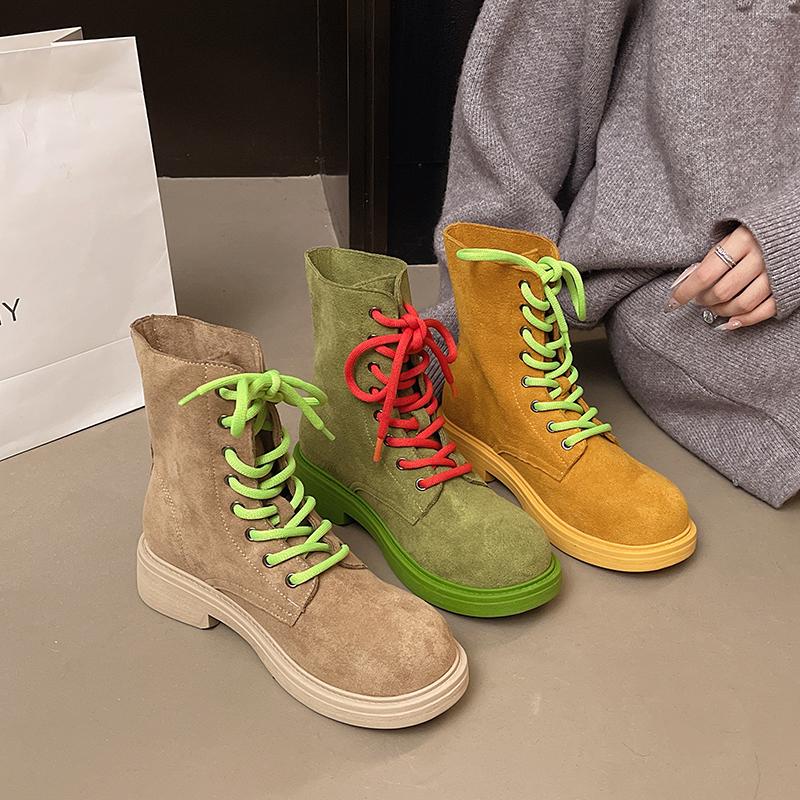 Fashion European Platform Women's British Style 2025 New Summer Thin Breathable Booties Motorcycle Boots