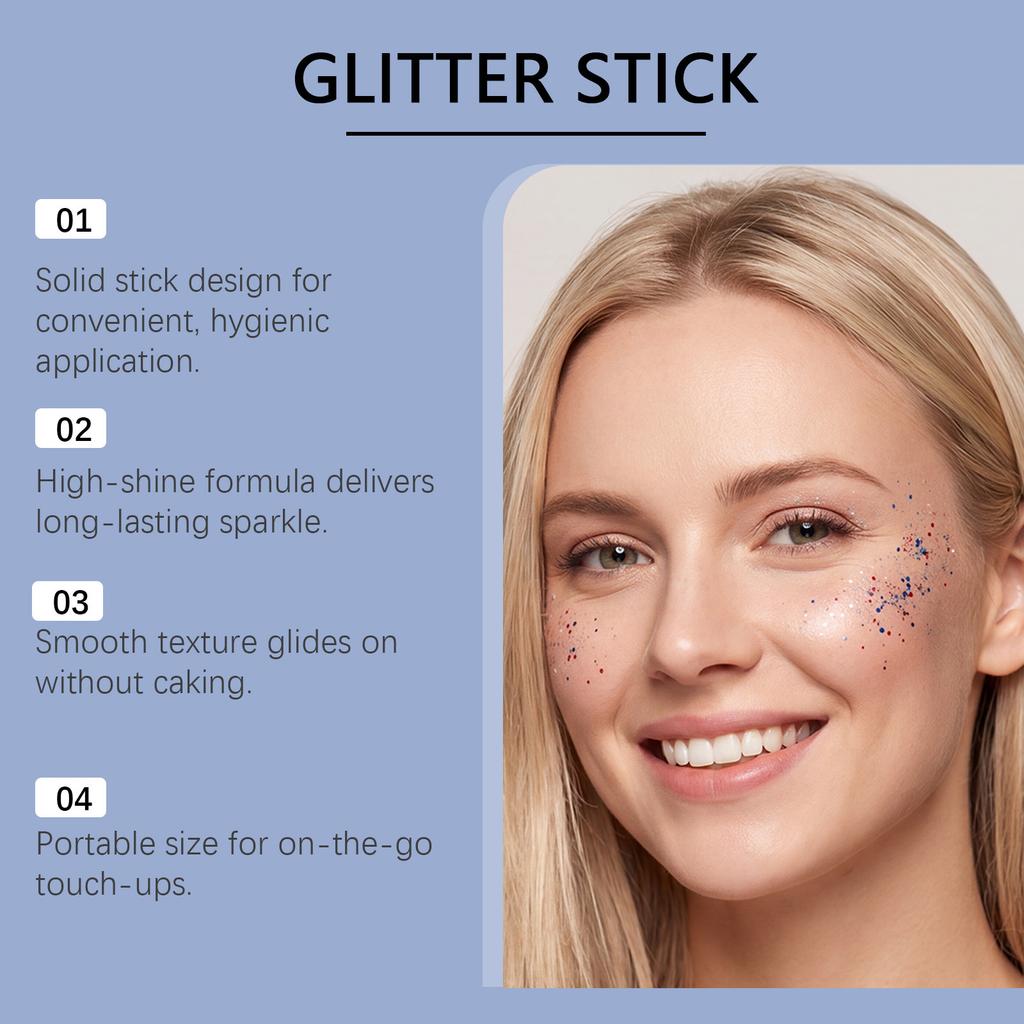 Sparkle Glitter Stick Smooth Texture Vibrant Colors Gentle Skin Adhesion Portable Easy Use Face 16g