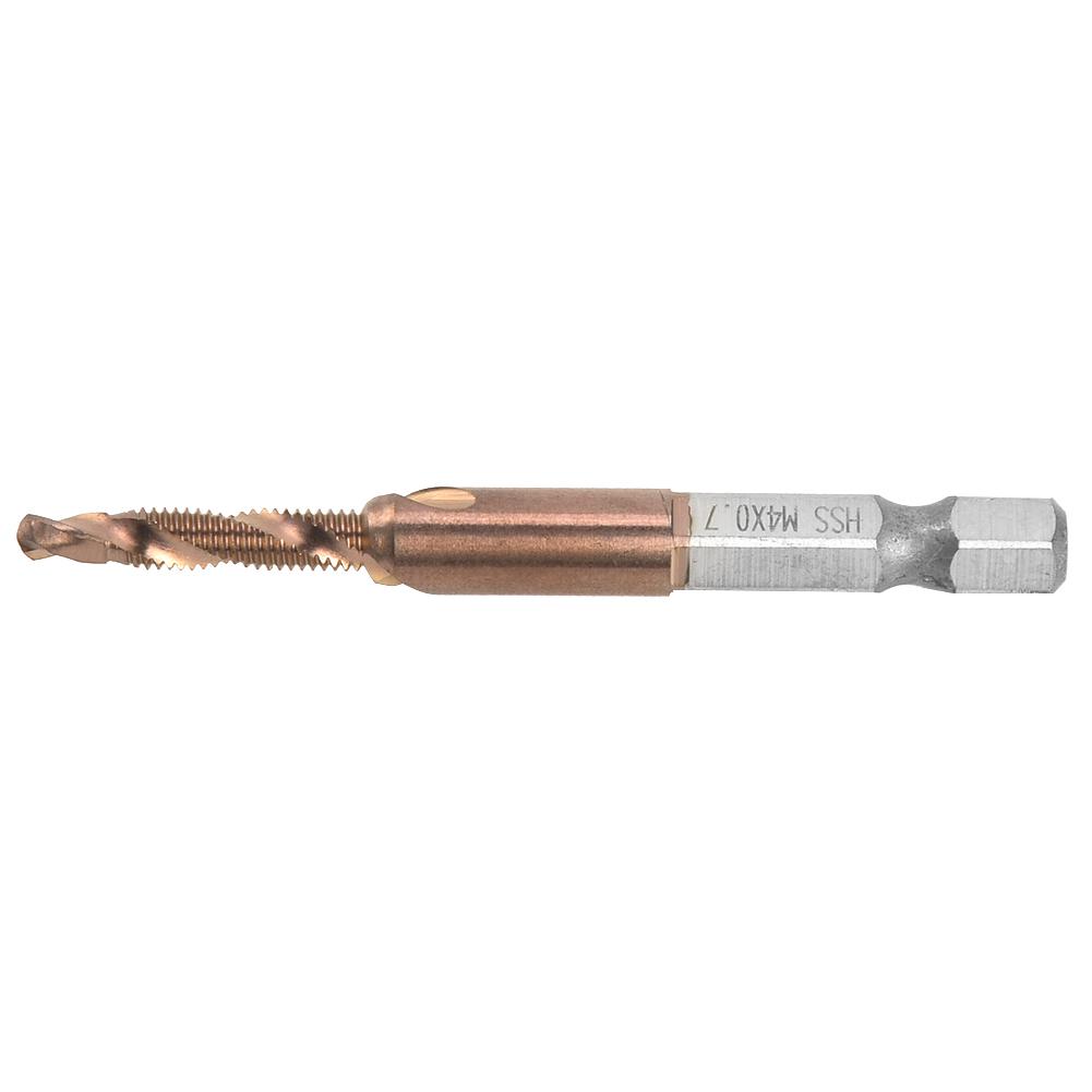 High Speed Steel 6.35mm Hex Shank Tap Drill Bit Compound Tap for Internal Chip Removal (M3)