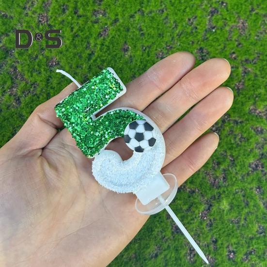 Fußball-Geburtstagskerze, umweltfreundlich, geruchsneutral, Pailletten-Design, einfach zu verwenden, langlebig, Kerze mit den Zahlen 0–9, Kuchendekoration