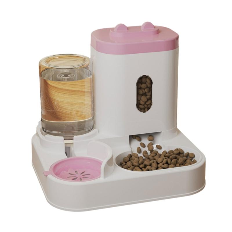 2 in 1 Practical Dog Water Food Bowl Water Dispenser for Pet Cats Lovely Dog Feeder Large Capacity Food Container Bowl