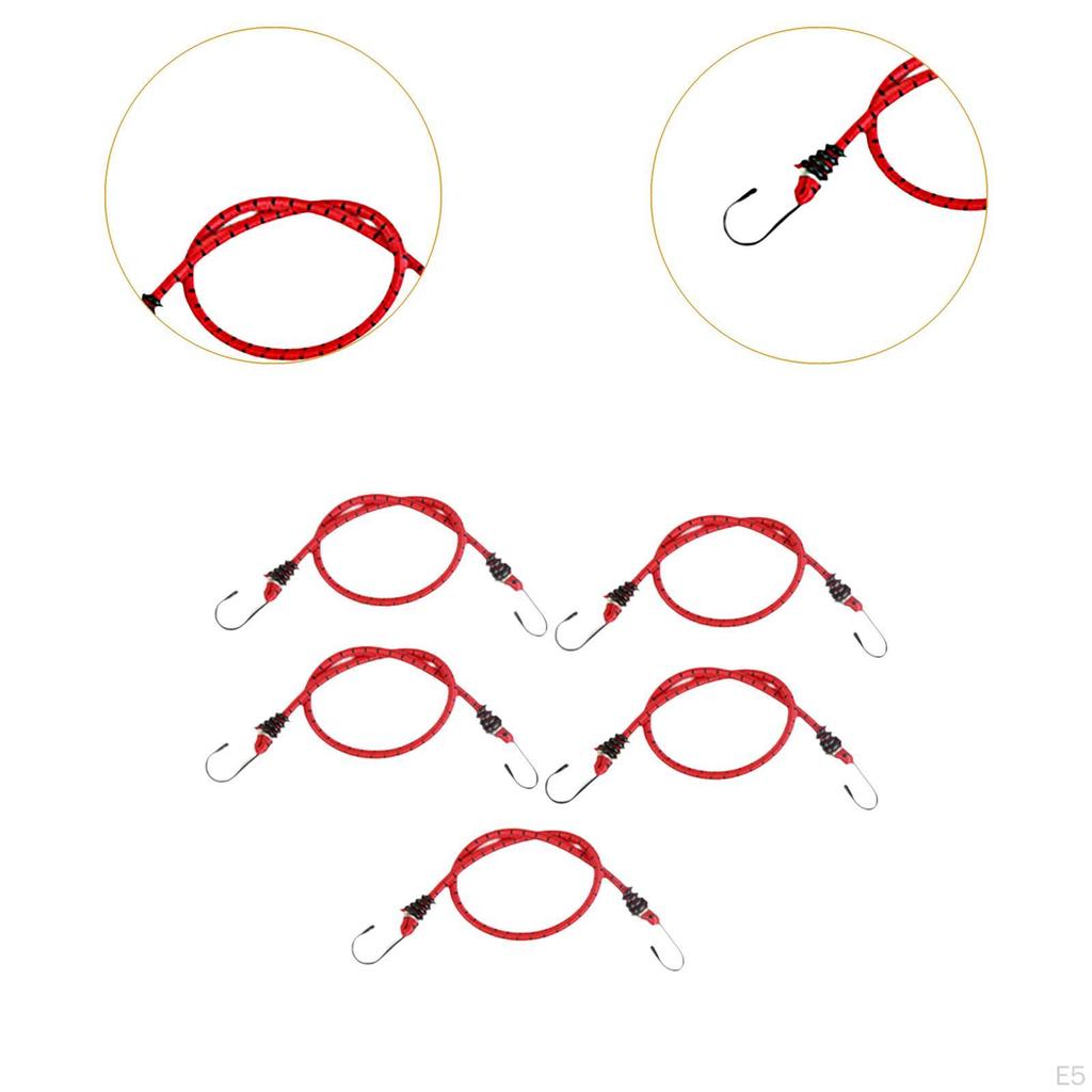 5 Pieces Bungee Cords with Hooks Bike Rear Seat Straps Mixed Colors Rubber Elastic Tie Downs