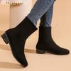 Ankle Boots Winter Women Shoes Pointed Toe Retro Mid Heels Suede Shoes 2025 Trend Designer Classic Goth Winter Botas De Mujer
