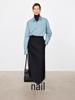 Skin-Friendly High-Waist Wool Midi Skirt with Slit - Minimalist Mid-Length Design