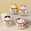 Japanese Ceramic Lucky Cat Tumbler Daruma Crafts Cartoon Lucky Cat Ornaments Landscape Home Decor Fortune Cat Statue Figurines