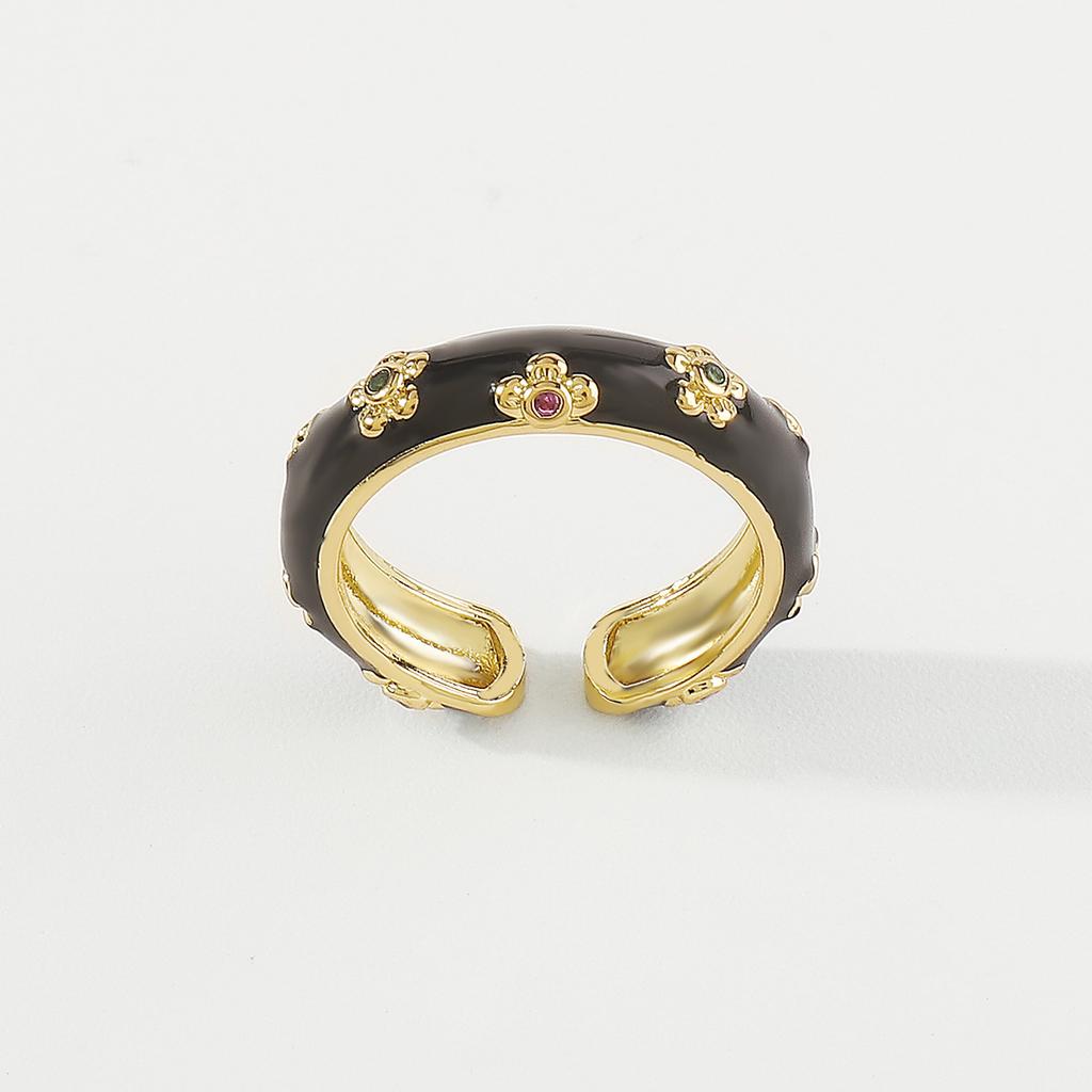 Trendy and Cute Flower Copper Plated Open Ring for Women