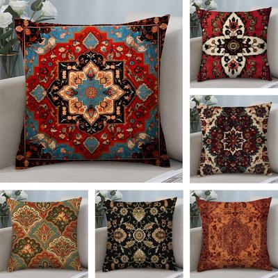 Persian Rug Pattern Classical Cushion Cover Plush Fabric Soft DoubleSided Printed Sofa Warm Winter Home Child Gift Pillow Case