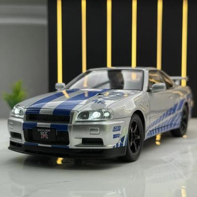 Wild Speed 1/24 Nissan Skyline GT-R R34 Model samochodu ze stopu metali 1/32 JDM Collective Miniature Voiture Diecast Toy Vehicle Boy Home Decor