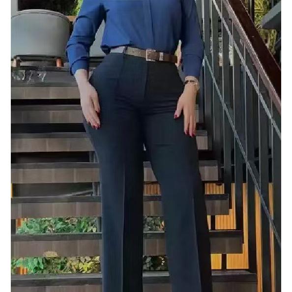 New 2026 Autumn Cute Style Fresh Sweet Women s Patchwork High-Waisted Casual Pants S темно-синий