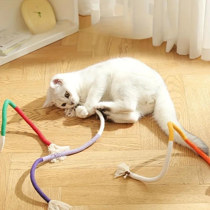 Cat Bite Rope Toy Cat Teeth Grinding Rope Durable Cat Oral Cleaning Toy Interactive Cotton Rope Bite-resistant Chewing Toy