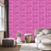 Polynesian Geometric Pattern Wallpaper Purple and Powder Pink 50x1000