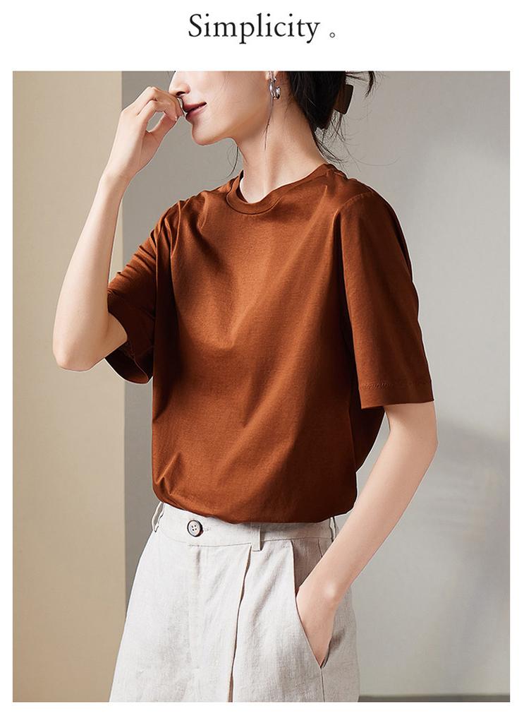 Simple commuting basic T-shirt for women in summer 2025, fashionable, loose, casual, versatile, solid color top