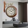 Double-sided Wall Clock Creative Living Room Clock Retro Corner Rotation Wall Watch Entrance Hall Hang Decorative Ornaments
