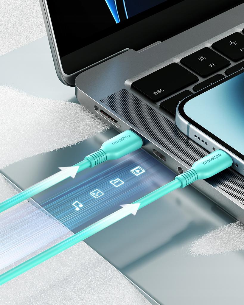 Innostyle Jazzy Usb-C Lightning Mfi Fast Charging Cable For Iphone Kevlar 1M Green