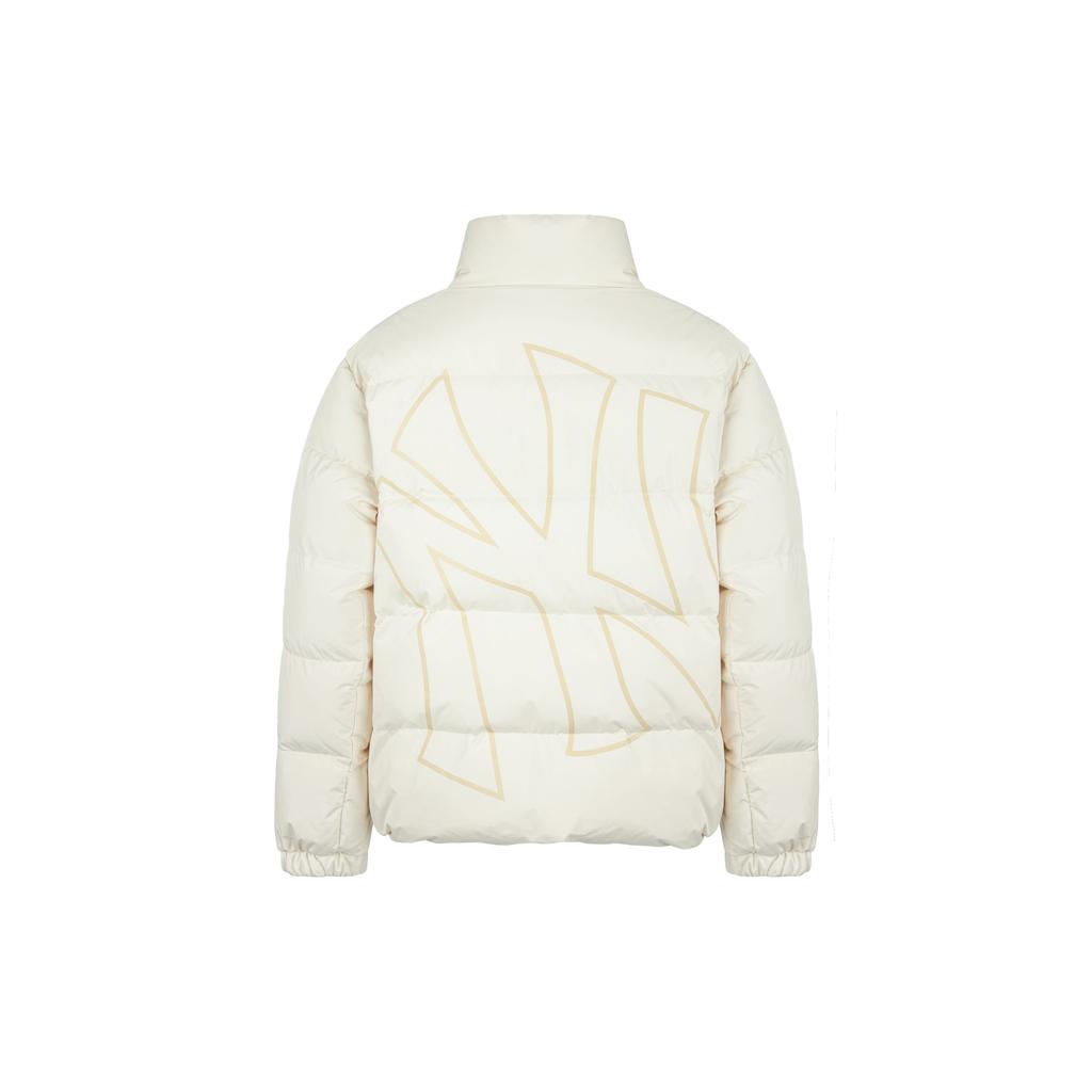 MLB Logo Print Stand Collar Short Bread Down Jacket Unisex Jackets Cream 3ADJB0116-50CRS
