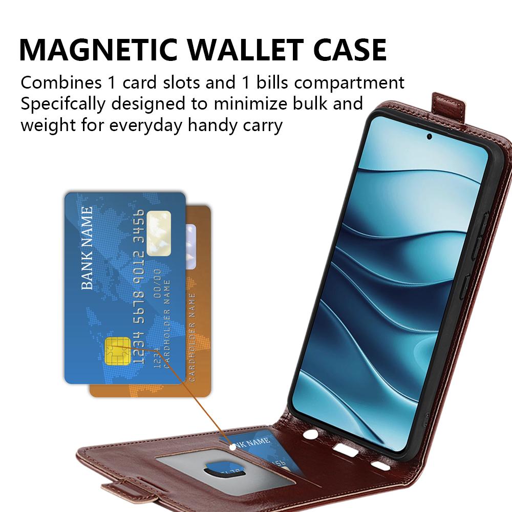 Etui dla Xiaomi Redmi Note 14 5G z przegródkami na karty, pionowe, skórzane etui na telefon