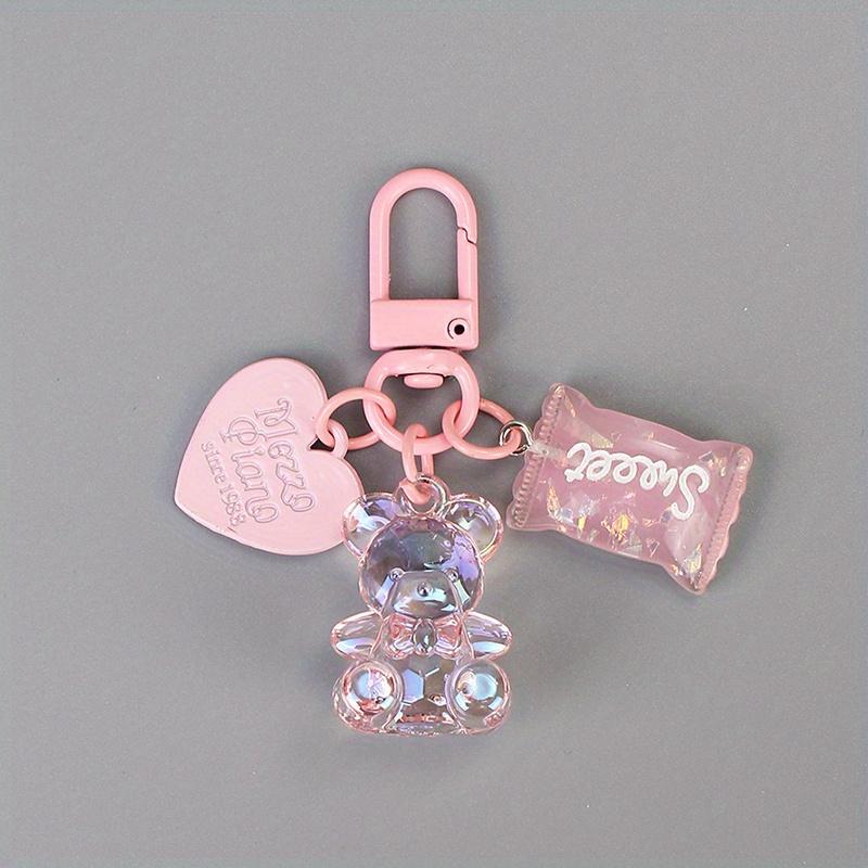 Cartoon Heart Bear Animal Candy Keychain Key Ring For Friend Lovers Cute Creative Bag Car Earphone Box Key Accessories