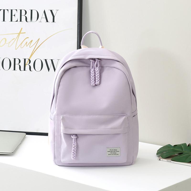 Solid color class schoolbag female college student junior high school student high school student backpack new simple travel backpack customization