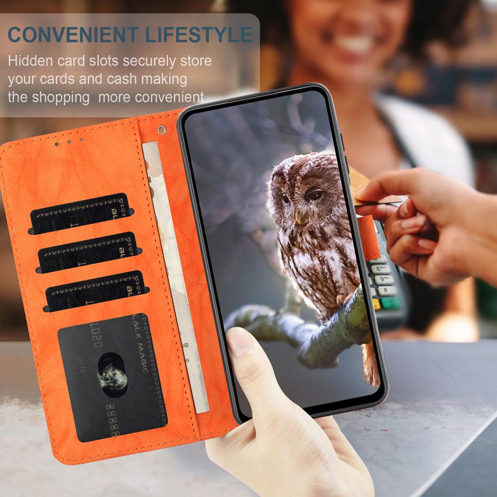 For Samsung Galaxy S25 FE Case Owl Imprinted PU Leather Wallet Phone Cover with Wrist Strap