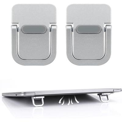 2x Mini Laptop Tablet Phone Stand, Adhesive Support for Keyboard Desk Metal - Silvery