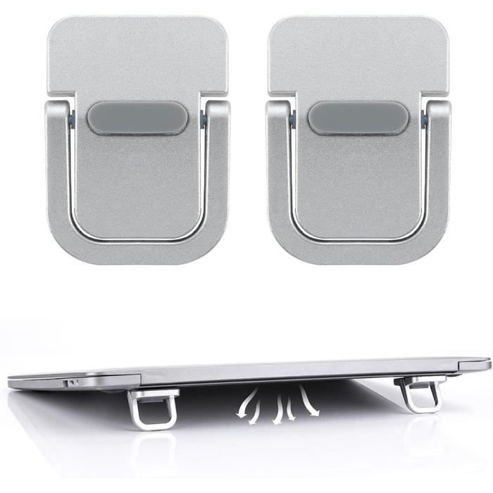 2x Mini Support d'Ordinateur Portable Tablette Téléphone, Support Autocollant pour Clavier Bureau Métal - Argenté