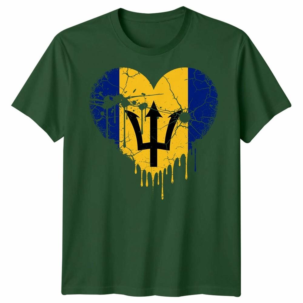 Love Barbados Flag Barbadians Day Football Unisex Cotton Tshirt Bajan Pride Gift