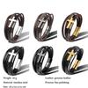 Charm Stainless Steel Leather Cross  Brown/black Bracelet Men Hiphop Jewelry Magnetic Clasp Mutilayer Male Cuff Wrap Bangle Gift