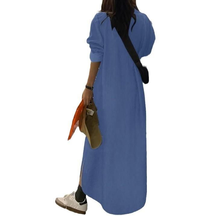 Casual Denim Dress With Pockets For Women In Autumn 2024