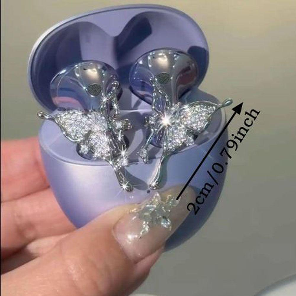 DIY Headphone Diameter Buckle Zircon Rotatable Headphone Decoration Clip Butterfly Pattern Easy To Install Earbud Accessories