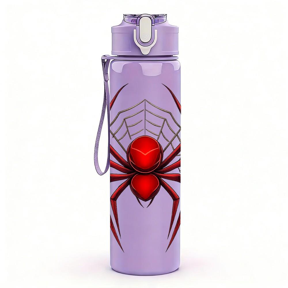 1PC Black Widow Spider 750ml Color Plastic Sports Water Bottle Leakproof Flip Straw Lid Suitable for Sports Office Home Use