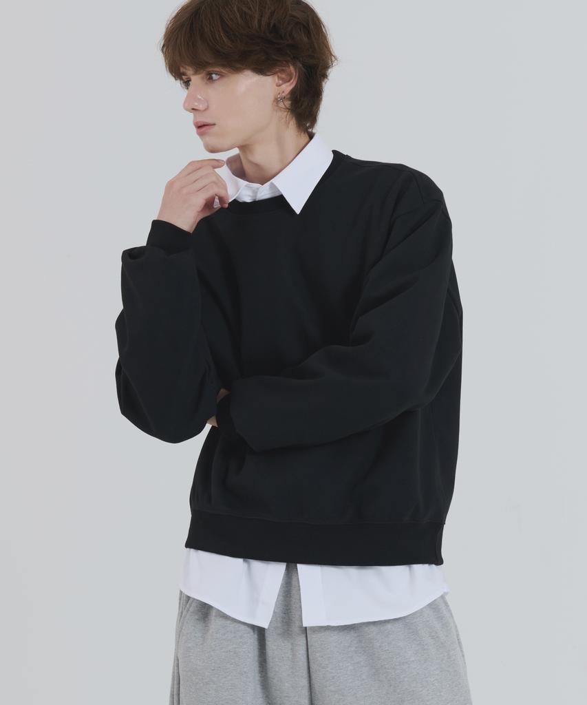 PIANER Hap-Po Oversized Crop Sweatshirt (Black)
