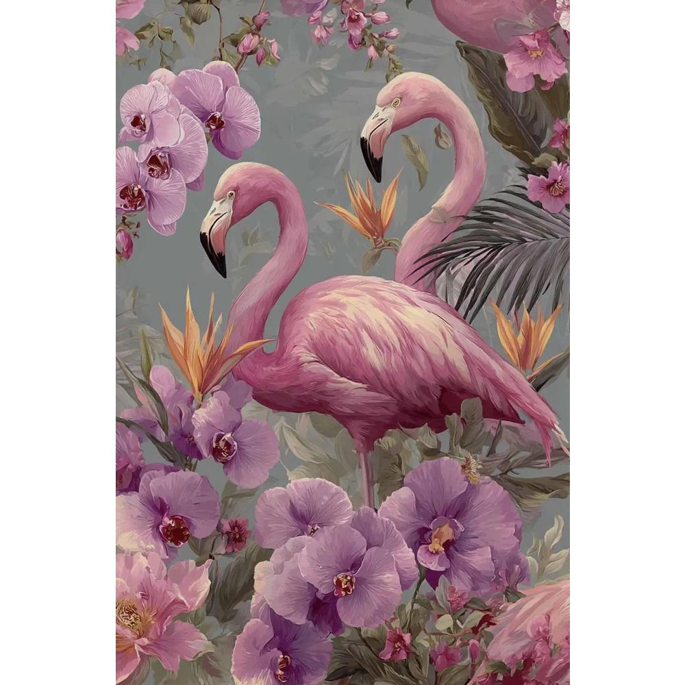 Colorful Vintage Flamingo Illustration Posters Natural Flowers Modern Prints Canvas Wall Art Pictures Home Living Room Decor