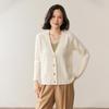 Women's Elegant 30% Cashmere V-Neck Cable Knit Cardigan - Loose Short Winter Sweater