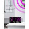 Large Digital Wall Clock Week Date Temperature Display Voice Control Table LED Alarm Clocks Brightness Adjustable 12/24H Clock