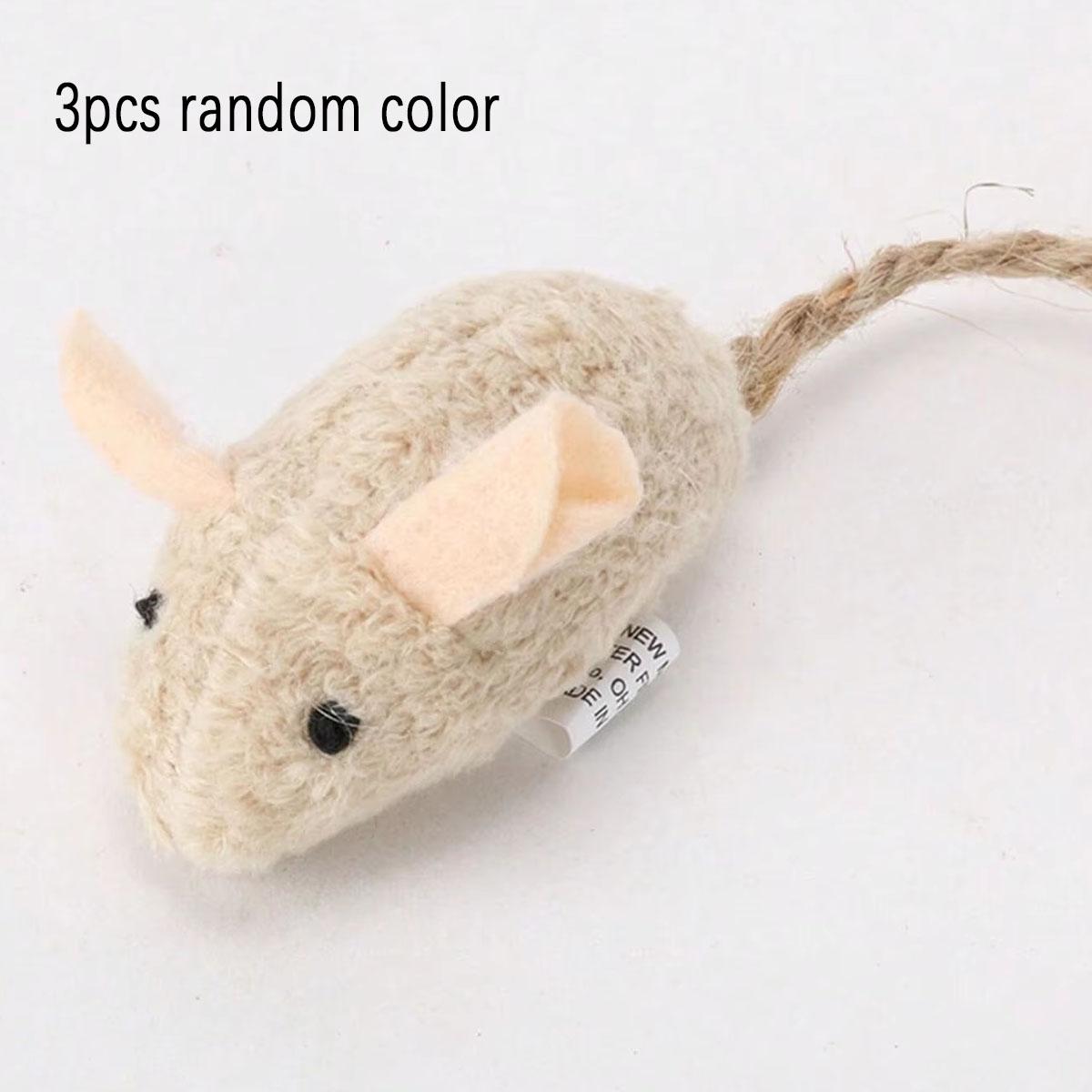 

3 шт.-Забавная игрушка для кошек, устойчивая к укусам, плюшевая, мышь высокой симуляции, реквизит для игры в прятки, товары для тренировки питомцев и котят