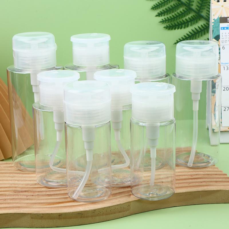 100-300ml Transparente Nachfüllbare Leere Druckpumpflasche Spender Flüssigkeitsbehälter Entferner Reiniger Politur Maniküre Werkzeug