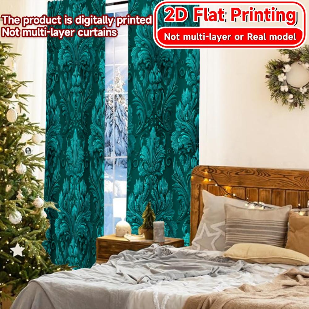 2D Flat Printing,2pcs Emerald Drape Modern Curtain Modern Durable Polyester Curtains Home Decor Suitable for Bedroom, Living