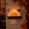 Festive Accent Light Halloween Pumpkin Ghost Night with Witch Hat, Resin Soft Glow Gift for Plug-in LED Bedroom Light, Spooky Wall Sconce Party Home