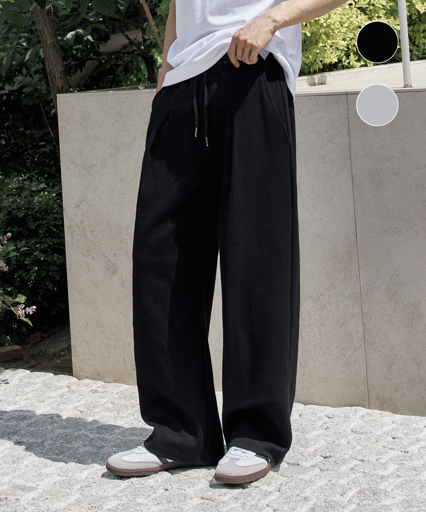 WHOLOVESART Lvs Single-Pleat Wide Sweatpants 2 Colors