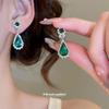 Elegant Rhinestone Water Drop Necklace & Earring Set - European Style, Geometric Design, Clavicle Chain for Women