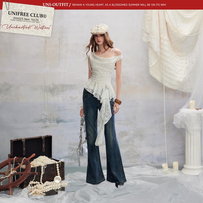 UNIFREE Cowl Neck Bow Strap Chiffon Top