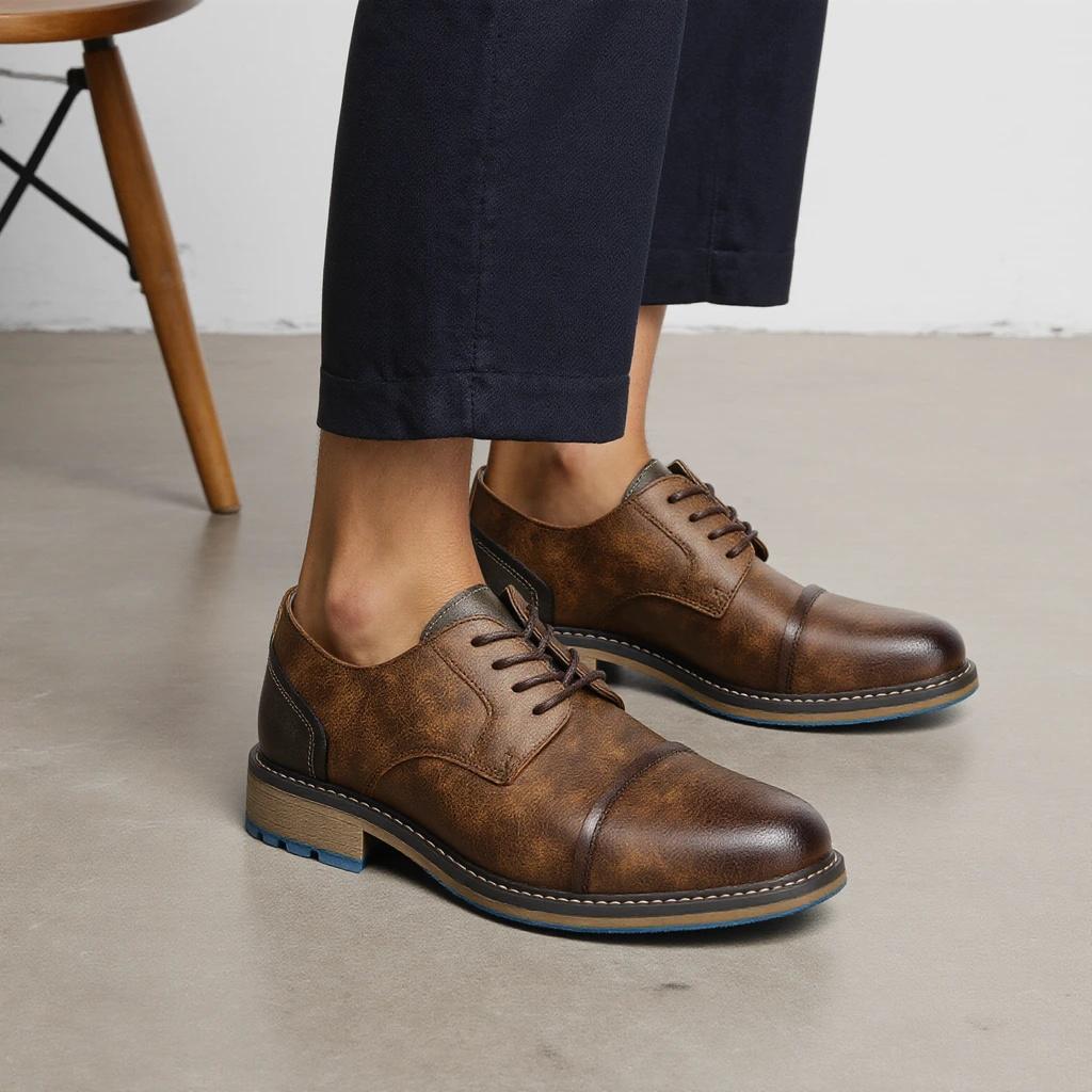 Men Leather Shoes Brand Comfortable 2026 Fashion Men Derby Shoes